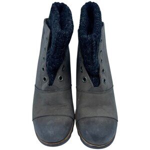 Sorel Women's Joanie Sweater Leather Wedge Ankle Winter Boots Size 9.5 Taupe